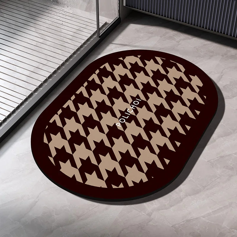 Diatomaceous Earth Bath Mat – Absorbent, Non-Slip Quick-Dry Bathroom & Toilet Floor Rug, Washable Shower Pad