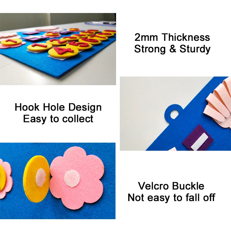 Montessori Toddler Math Felt Board Finger Number Learning Counting Preschool Manipulatives Learning Educational Toy Travel Game