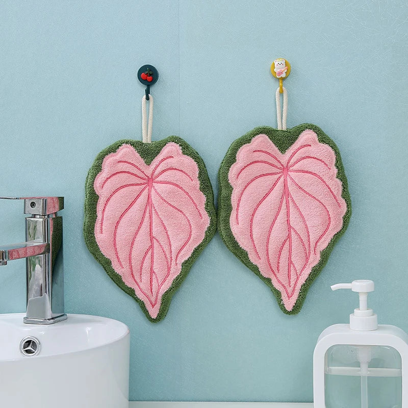 Hot Plant Hand Towel Cleaning Towel Absorbent Handkerchief Hanging Thickened Kitchen Towel Bathroom Kitchen Accessories