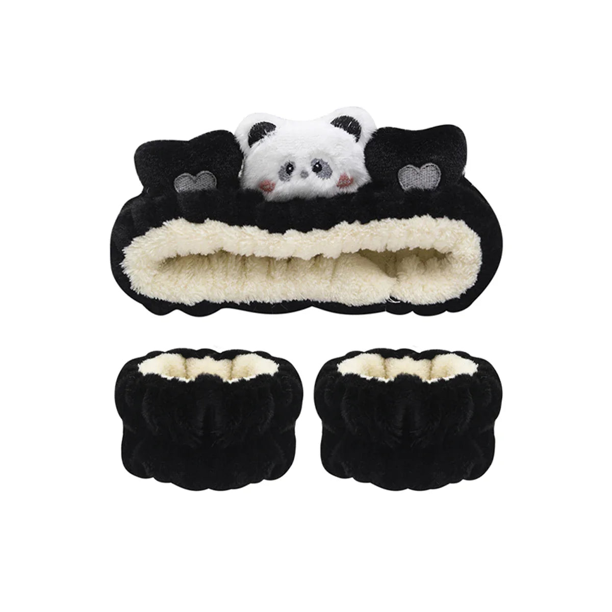 3Pcs Set Makeup Headband Wristband Set Cute Animal Face Wash Cleaning Spa Hairhand for Women