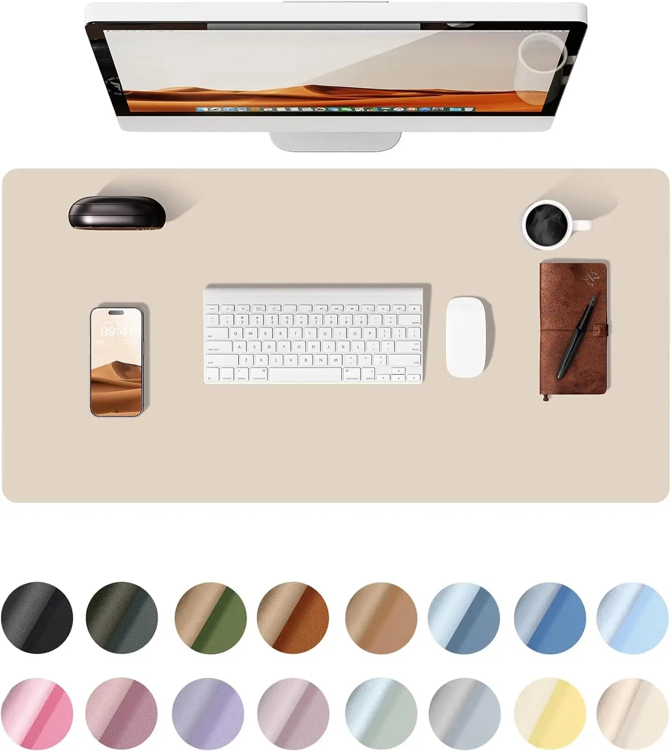 Large PU Leather Desk Pad – Non-Slip Office Mouse Pad & Desk Protector for Laptop, Keyboard, and Workstation