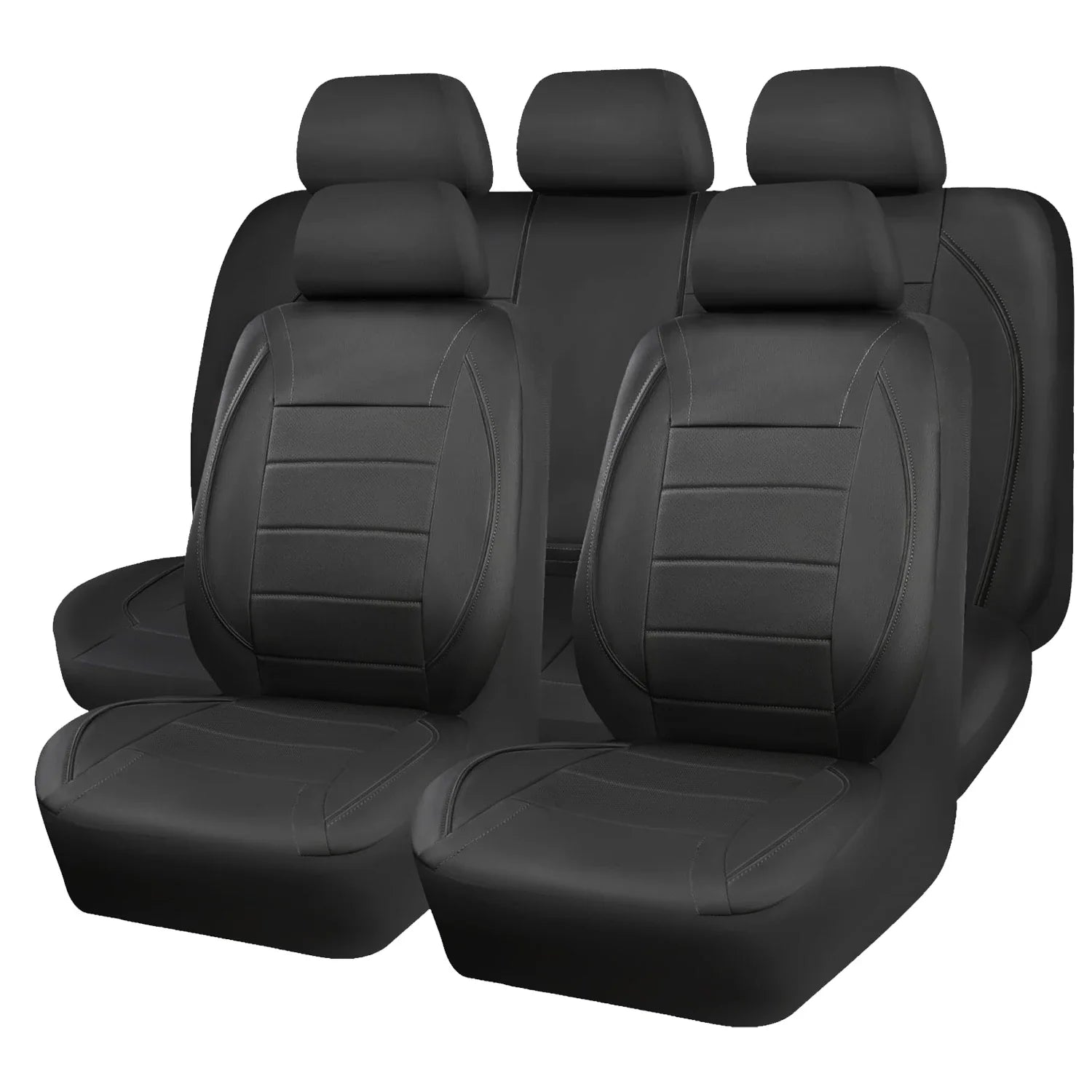 Universal Leather Car Seat Covers Red Simple Waterproof 5 Seat Car Seat Cover