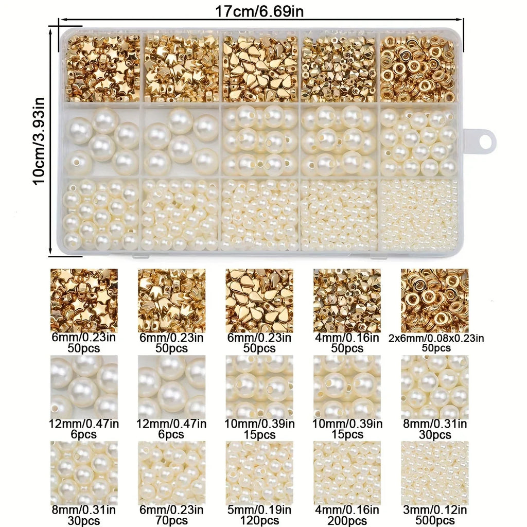 1240PCS 10x17mm CCB Imitation Pearl Acrylic Spacer Beads – DIY Jewelry Making Kit for Bracelets, Necklaces & Craft Accessories