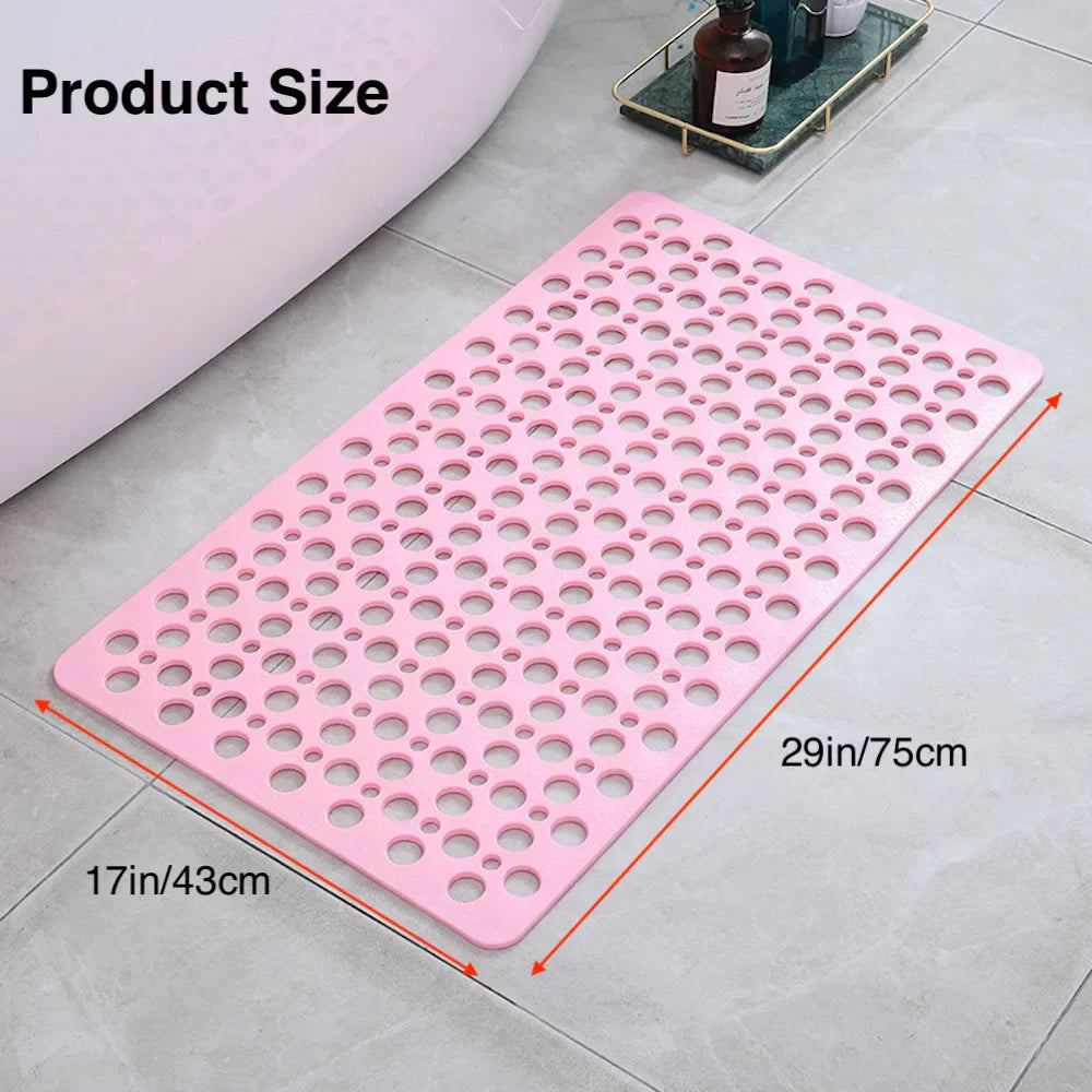 Non-Slip Bathroom Mat with Suction Cups – 43x75cm Quick Drain Shower Rug