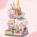 NEW Panda Pet Coffee Ice Cream Flower Shop Store Street View Food House Building Blocks Kit Girls Bricks Model Kids Toy Children