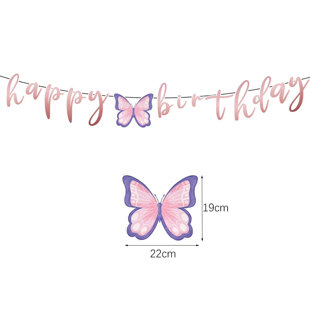 Butterfly Fairy Birthday Party Tableware Set – Pink Disposable Plates, Cups, Napkins & Tablecloth | Girls Party Decorations & Supplies