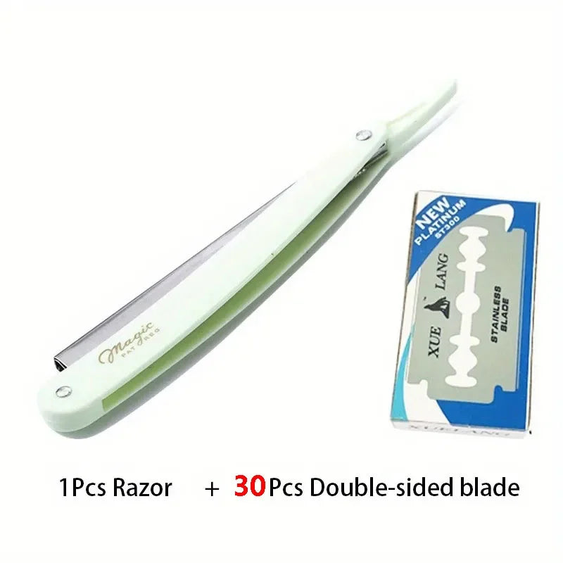 Vintage Manual Shaver for Men – Classic Barbershop Razor with 10 Stainless Steel Blades | Traditional Wet Shaving & Grooming Razor