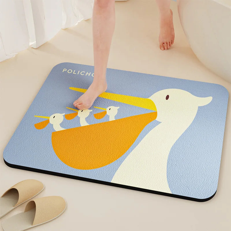 Diatomaceous Earth Bath Mat – Absorbent, Non-Slip Quick-Dry Bathroom & Toilet Floor Rug, Washable Shower Pad