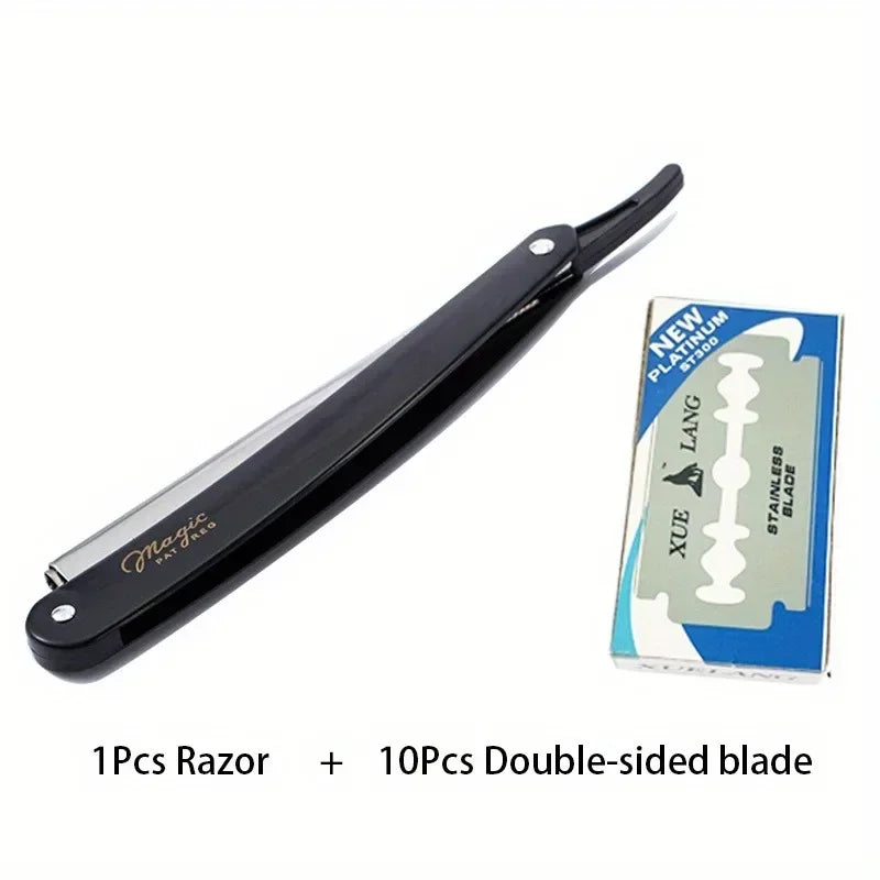 Vintage Manual Shaver for Men – Classic Barbershop Razor with 10 Stainless Steel Blades | Traditional Wet Shaving & Grooming Razor