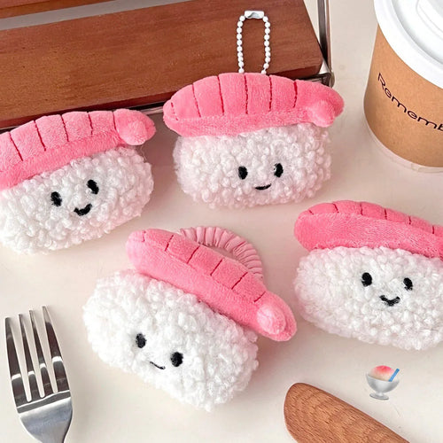 2 Pcs Cute Sushi Plush Keychains – Shrimp, Rice & Vegetable Roll Dolls, Cartoon Backpack Pendants