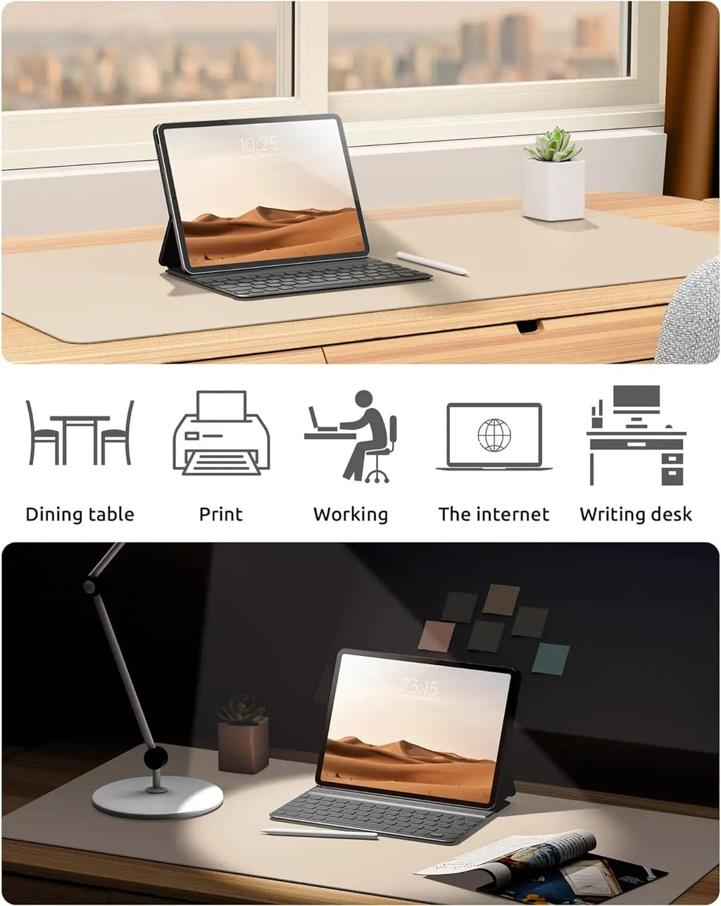 Large PU Leather Desk Pad – Non-Slip Office Mouse Pad & Desk Protector for Laptop, Keyboard, and Workstation