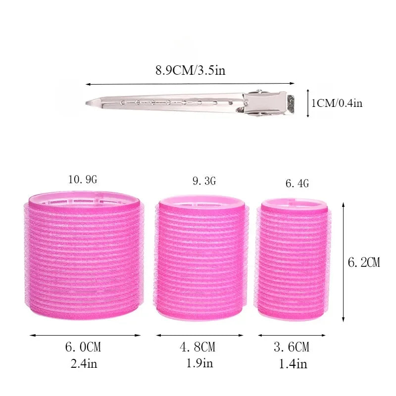 19-35pcs/Set Hair Roller Sets 18pcs Plastic Self Grip Heatless Hair Curlers 3 Sizes Hair Rollers Clips DIY Hairdressing Tools